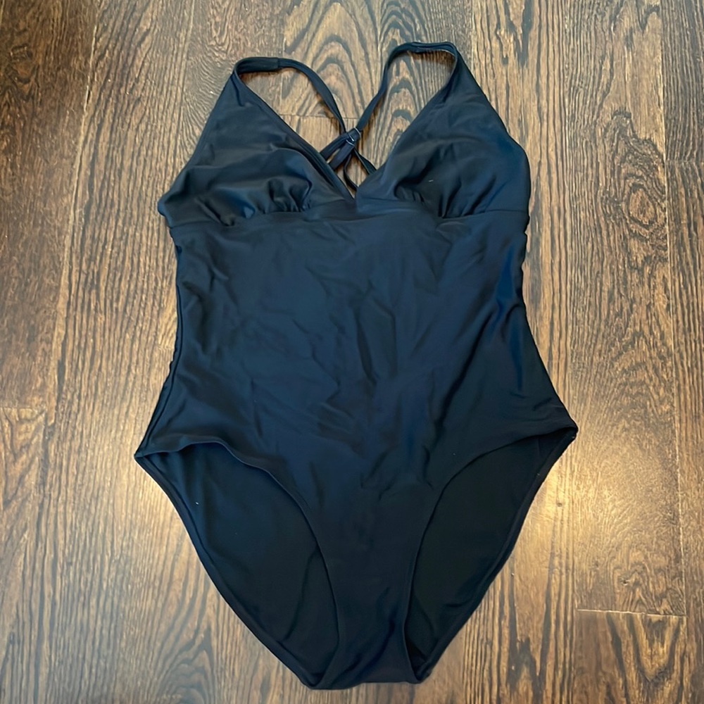Black one piece bathing suit